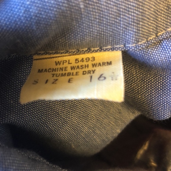 1970’s VTG Blue Chambray Western Button Down Shirt Rainbow Embroidered Appliqué - Picture 5 of 6